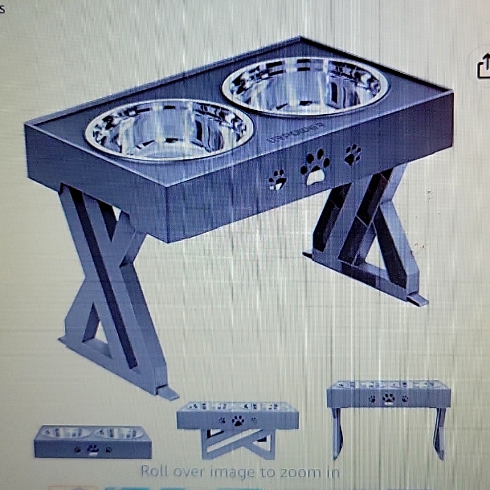 URPOWER elevated dog bowls black adjustable raised stainless 2.8" 8" 12"…New